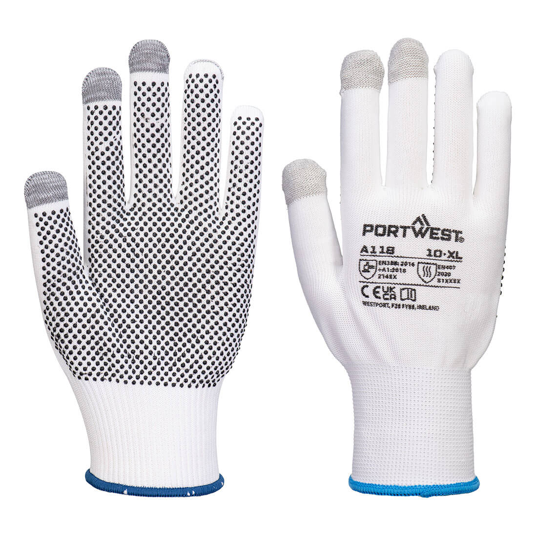 Portwest A118 Grip 13 PVC Dotted Touchscreen Glove (Pk12)