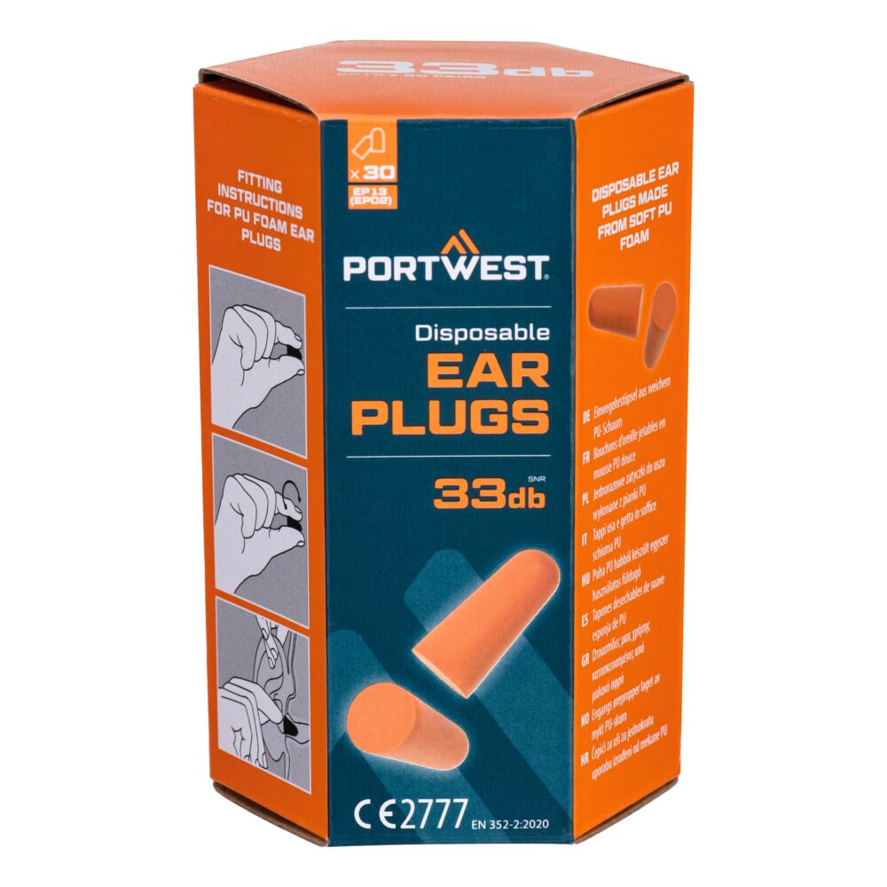 Portwest EP13 PU Foam Ear Plugs (30 Pairs)