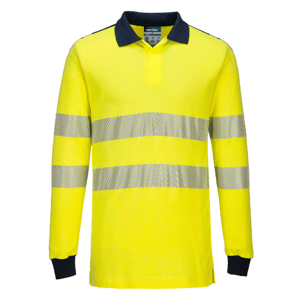 Portwest FR702-PW3 Modaflame Knit Hi-Vis FR Long Sleeve Polo Shirt