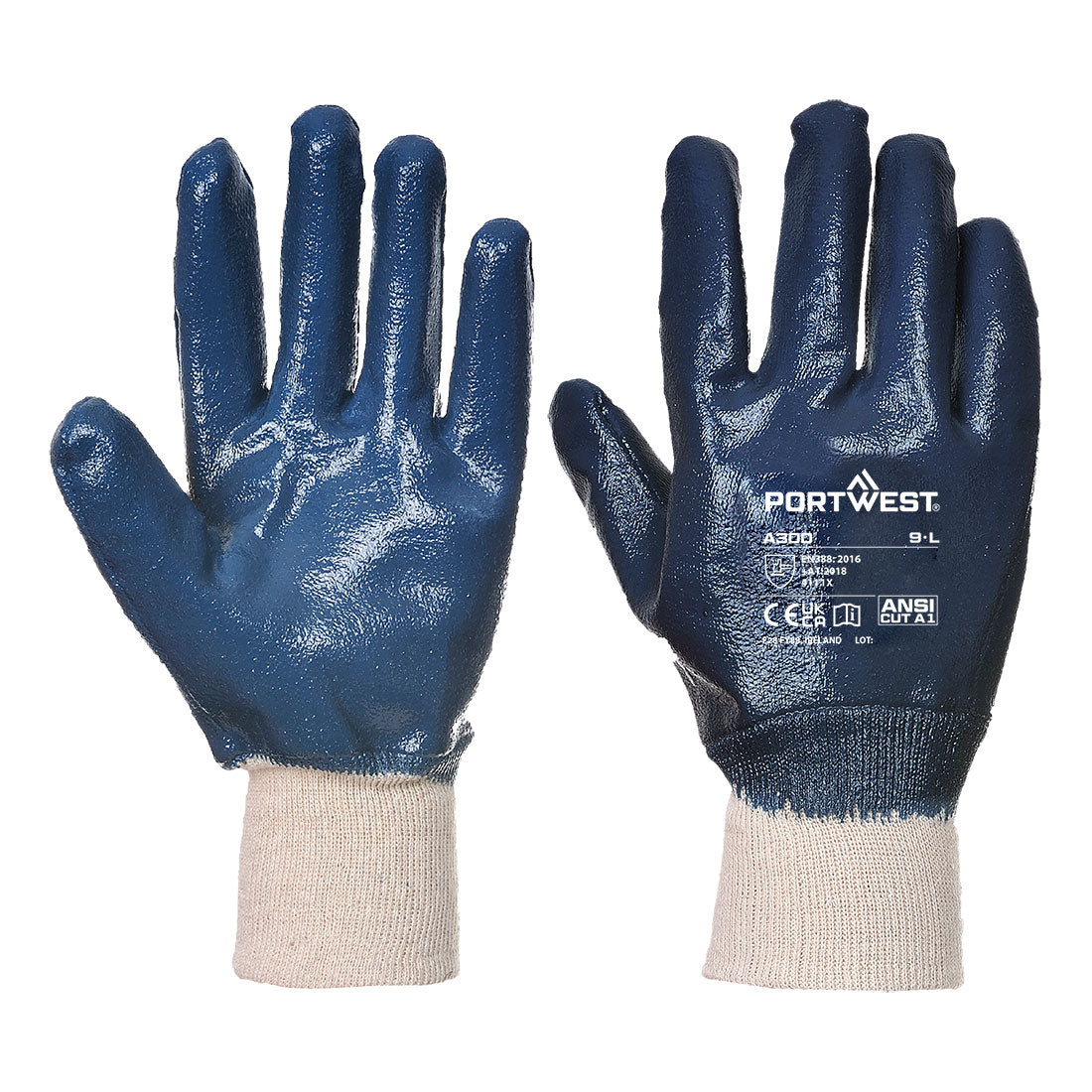 Portwest A300 Grip 12 Nitrile Full Dipped Knitwrist Glove