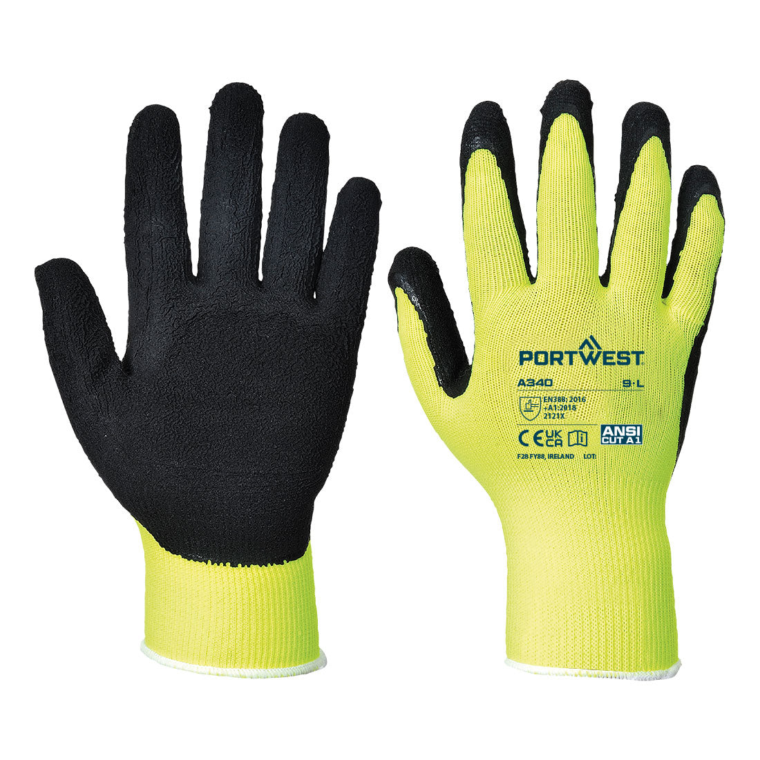 Portwest A340 Grip 13 Latex Foam Hi-Vis Glove