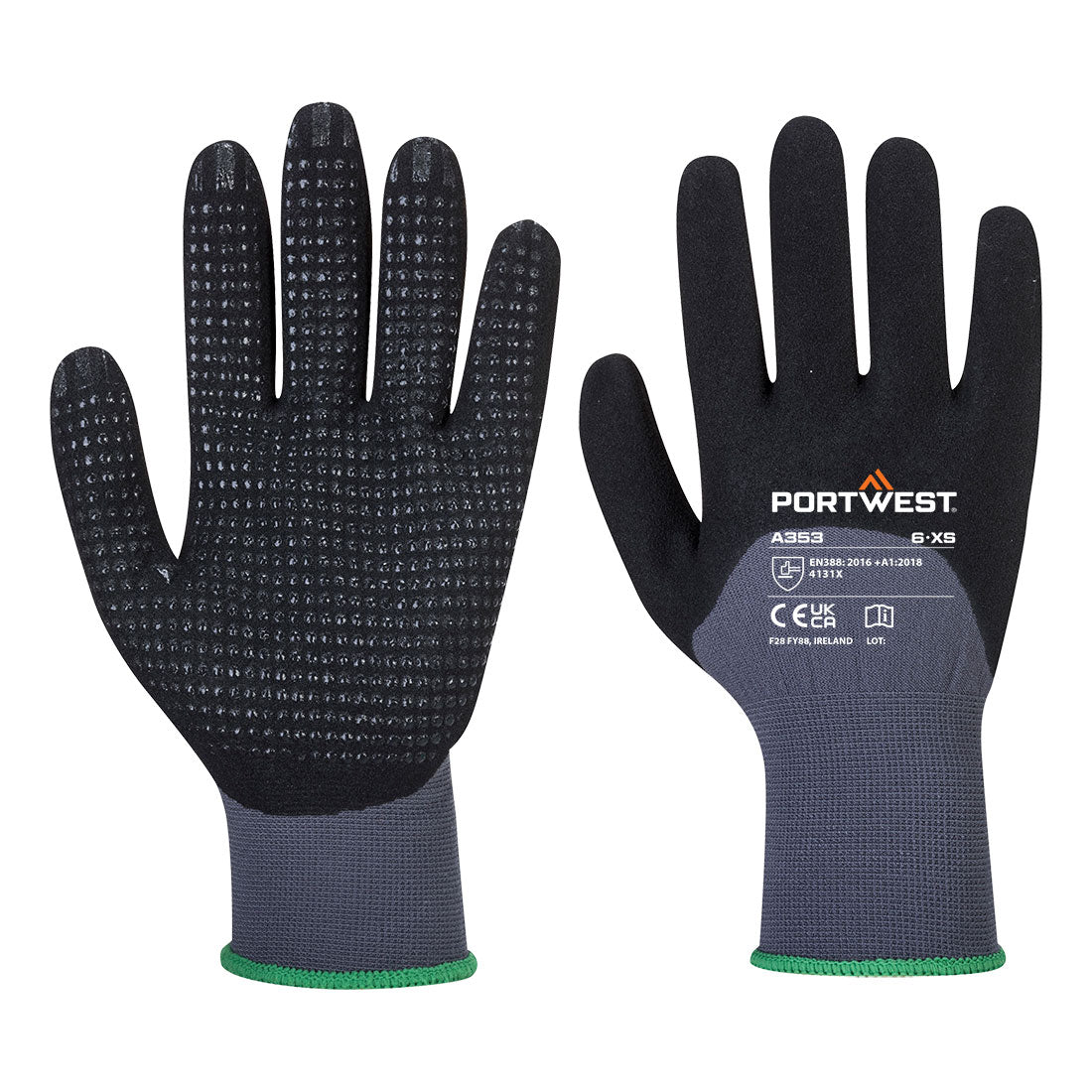 Portwest A353 Grip 15 Nitrile Sandy 3/4 Palm Dotted Glove