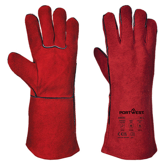 Portwest A500 Welders 210 Split Leather Red Gauntlet