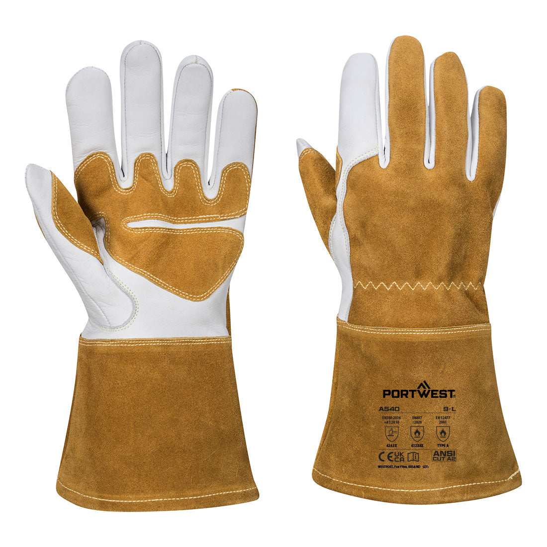 Portwest A540 MIG Welders 320 Grain Leather Reinforced Gauntlet