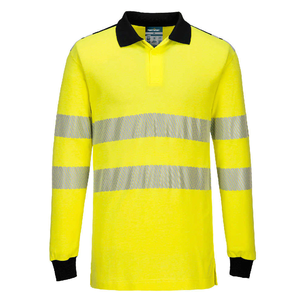 Portwest FR702-PW3 Modaflame Knit Hi-Vis FR Long Sleeve Polo Shirt