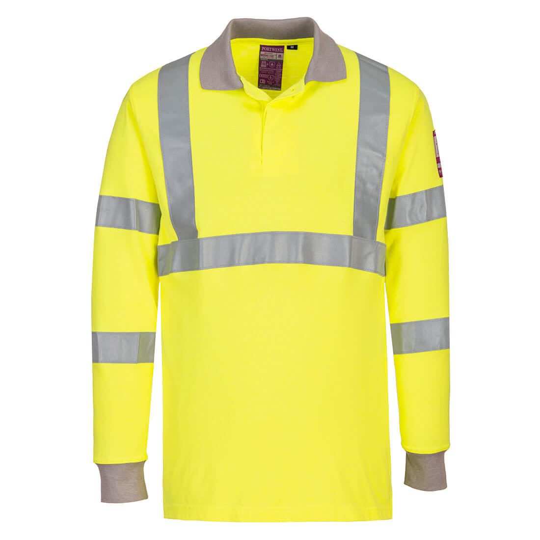 Portwest FR77-Modaflame Knit Hi-Vis FR Long Sleeve Polo Shirt