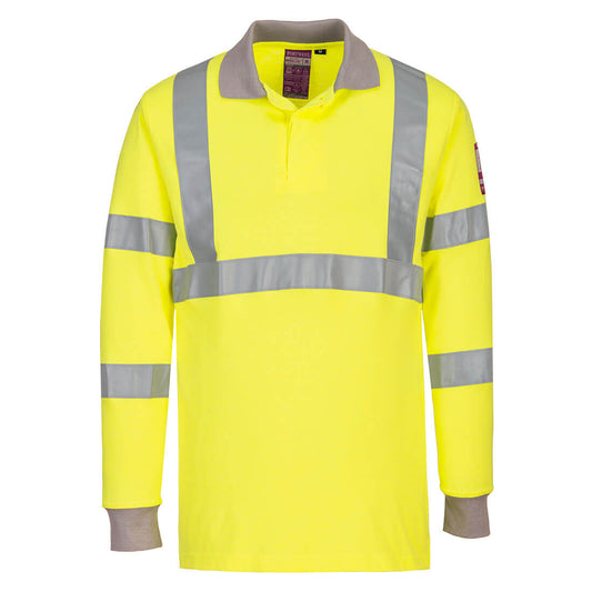 Portwest FR77-Modaflame Knit Hi-Vis FR Long Sleeve Polo Shirt