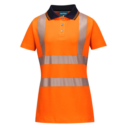 Portwest LW72-Hi-Vis Women's Cotton Comfort Pro Polo Shirt S/S