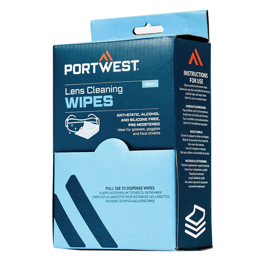 Portwest PA01-Lens Cleaning Wipes (100 towelettes)