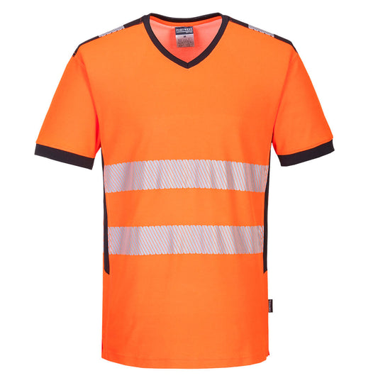 Portwest PW310-PW3 Hi-Vis V-Neck Mesh Insert T-Shirt S/S