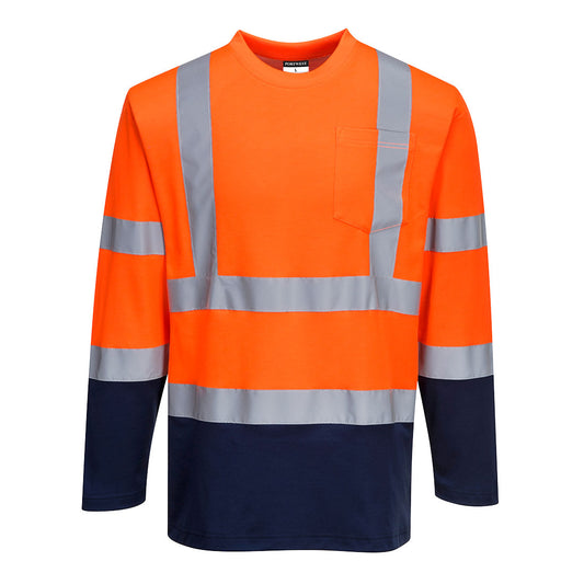 Portwest S280-Hi-Vis Cotton Comfort Contrast T-Shirt L/S
