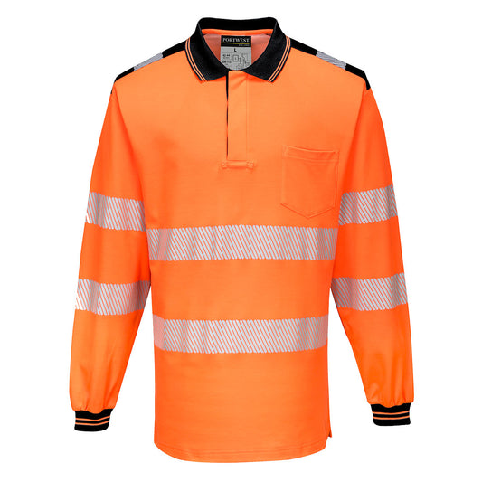 Portwest T184-PW3 Hi-Vis Cotton Comfort Polo Shirt L/S